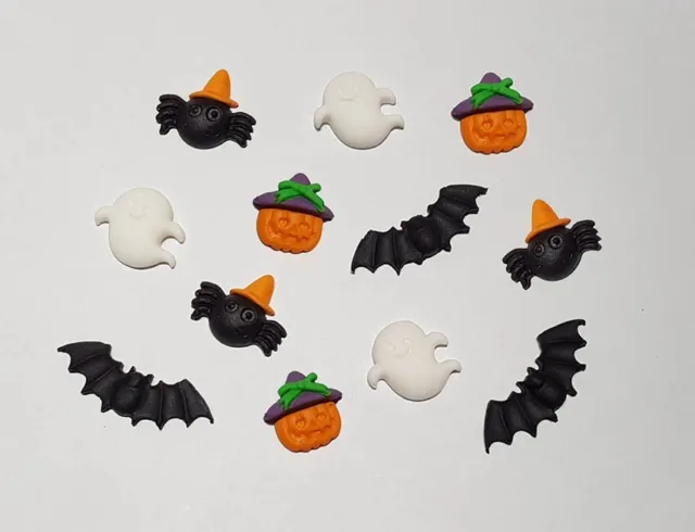 Halloween Edible Cupcake Toppers Cake Decorations Pumpkin Bat Spider Ghost