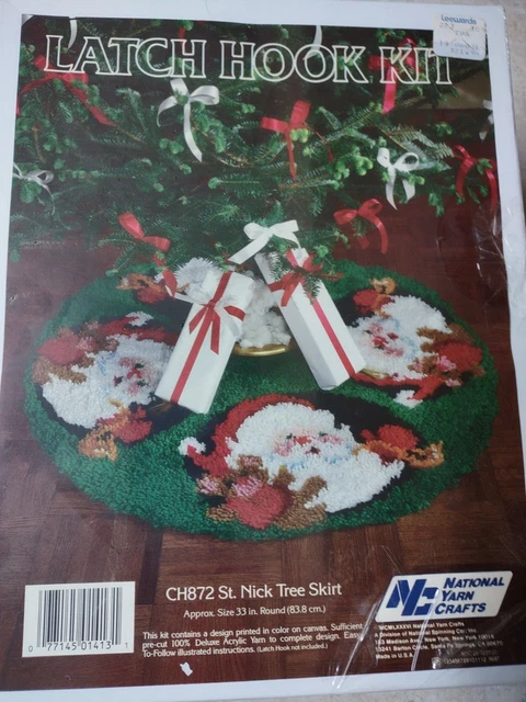 Kit de gancho de pestillo National Yarn Crafts 1986 ""Falda de árbol de St. Nick"" 33" diámetro
