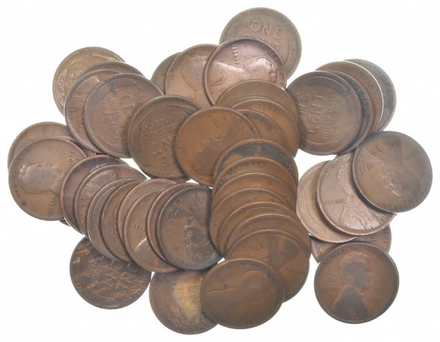 Roll of 50 1917-D Lincoln Wheat Cent - Huge Hoard Collection Lot *0519