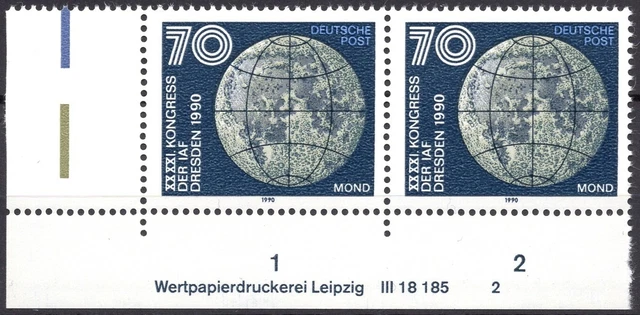 DDR 1990 Mi.Nr. 3362 ** postfrisch Eckrand mit DV Druckvermerk FN 2