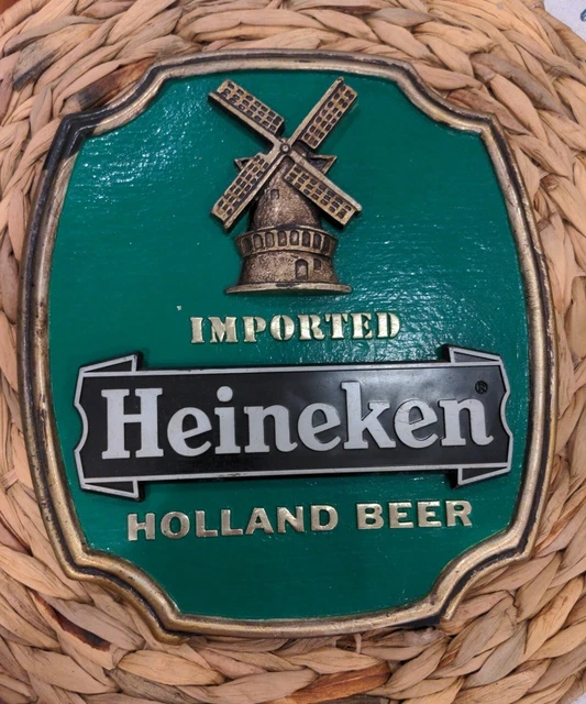 Vintage BAR Sign Heineken Beer Ad ITS 5 o clock SOMEWHERE!! Hang or Stand plaque
