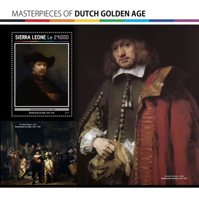 Sierra Leone 2017 MNH Dutch Golden Age Rembrandt Night Watch 1v S/S Art Stamps