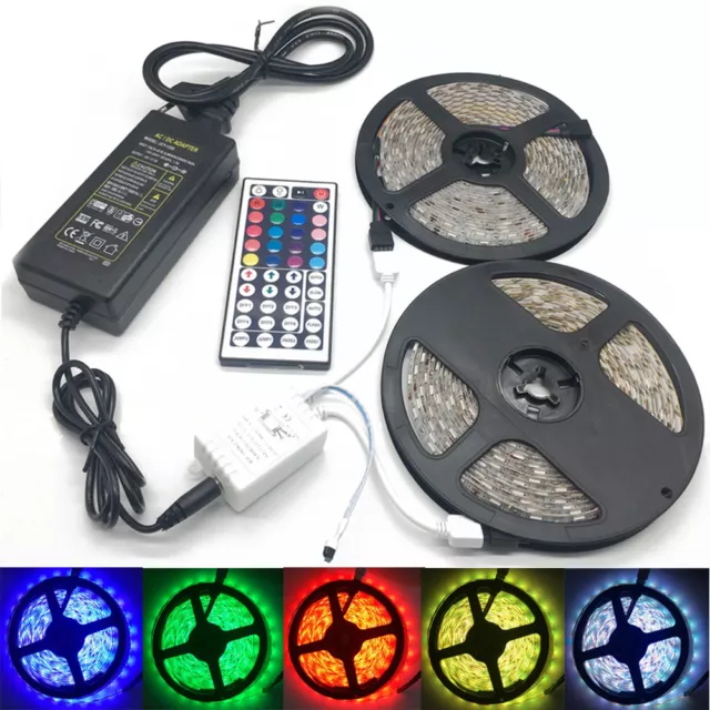 10M 5050 RGB LED Light Strip with 44keys IR Remote Controller +12V 2A/5A Power