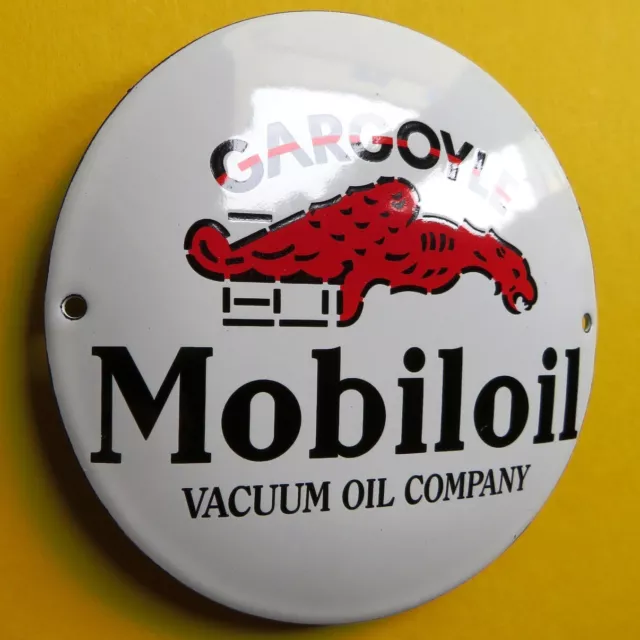 MOBILOIL = Tür- Emailschild MAKELLOS Auto Benzin Öl Tankstelle Drachen GARGOYLE