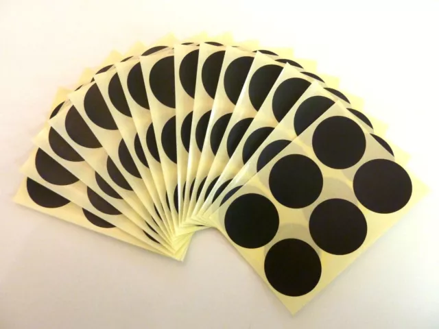 33mm Round BLACK Colour Code dot Stickers Circles Sticky Adhesive spot Labels