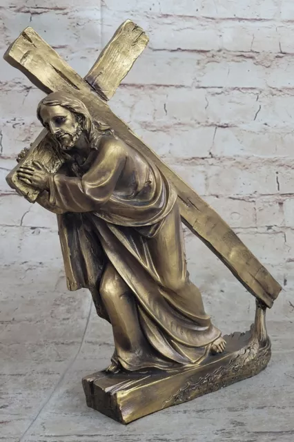 Jesus auf dem Weg Nach Calvary Kalt Guss Bronze Figur Detaillierte Skulptur