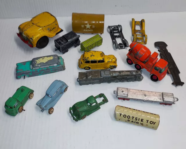 Vintage Die Cast, Cast Iron, Tin & Pressed Steel Toy Parts Lot As Shown