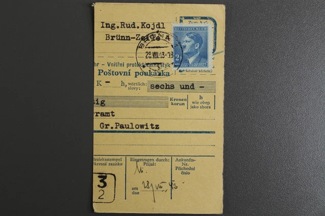 Böhmen & Mähren, MiNr. 99 auf Paketkartenabschnitt - 510725