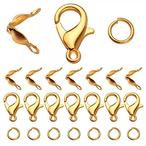 500pcs Jewelry Making Accessories Kit, 200pcs Knot Covers Clamshell Fold-Over