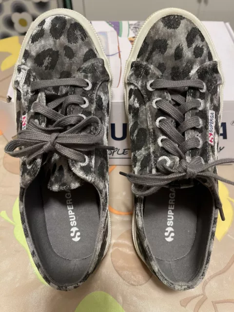 Superga Gray Leopard Sneakers 7.5 Women NEW