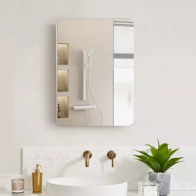 Bathroom Mirror Cabinet Single Door Cupboard Wall Mounted With Shelf