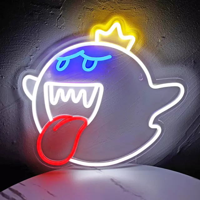 Neon Sign King Boo the Ghost Face LED Neon Light Mario Lamp Acrylic Sign for Gam