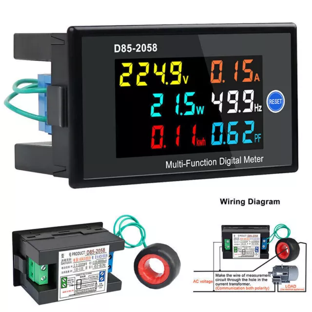 100A AC LCD Panel Digital Power Wattmeter Monitor Spannung Voltmeter Amperemeter