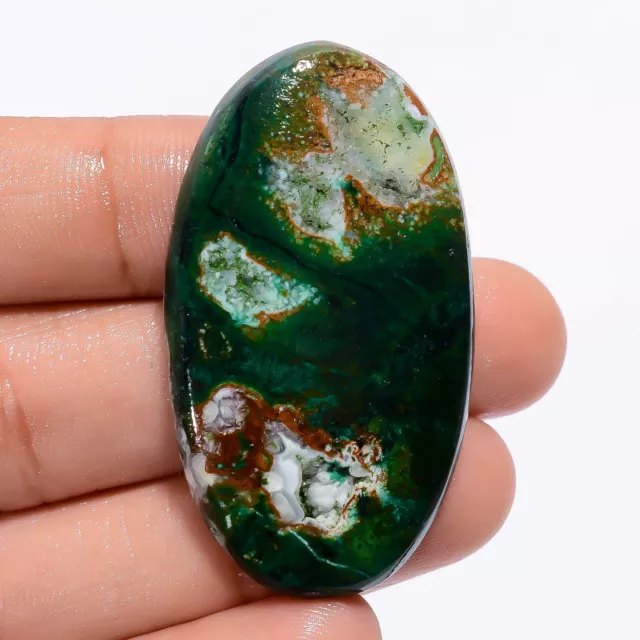 71.50 Cts. Natural Australian Malachite Druzy 45X25X4 MM Oval Cab Loose Gemstone