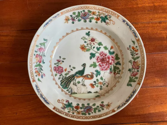 Antique Chinese Export Porcelain Peacock Bird Plate 18th Century