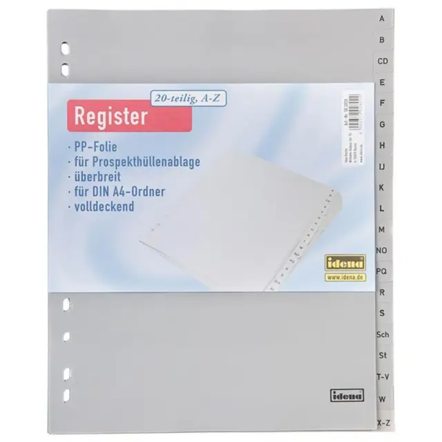 Idena 302028 - Register A - Z, DIN A4, Überbreite Trennblätter Bürobedarf NEU