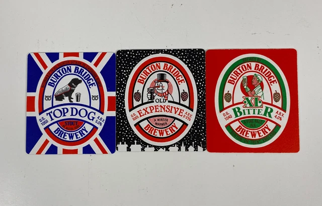 Lot of 3 Burton Bridge Brewery Beer Coasters Burton on Trent England