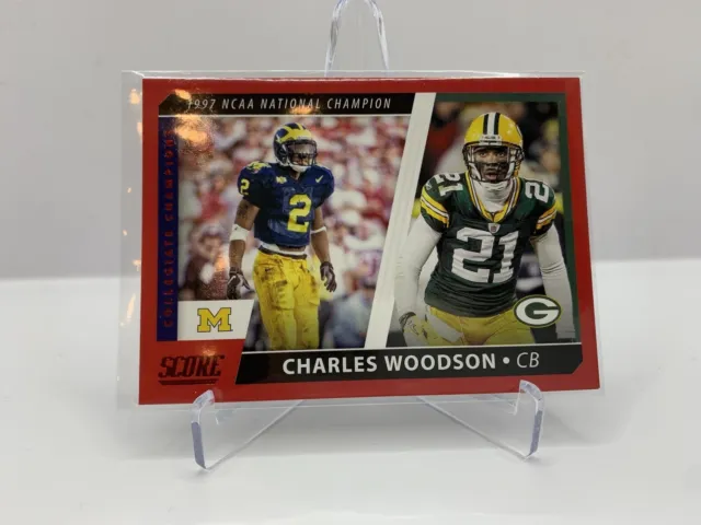 2021 Panini NFL Score Football  Charles Woodson #CC7 Red Collegiate Packers