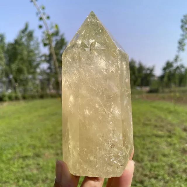 520g Natural Citrine Quartz Obelisk Quartz Crystal Point Wand Reiki XA6415