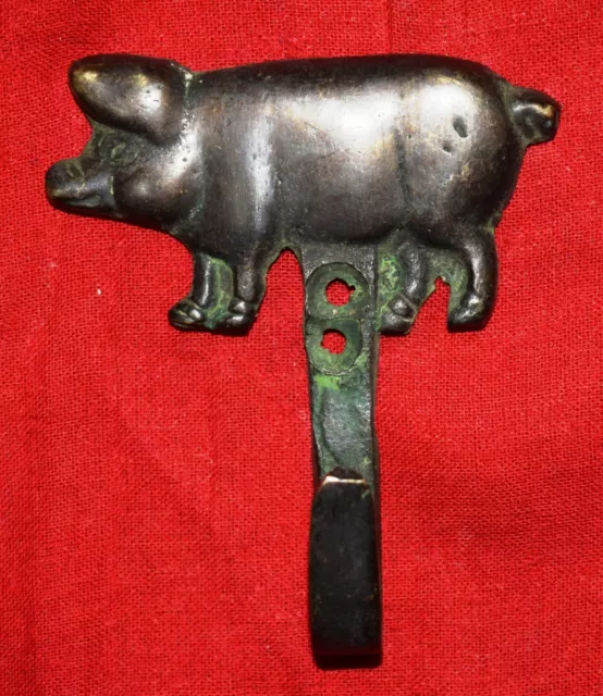 Chinese Pig Figure Hook Brass Vintage Style Coat Tie Towel Hook Wall Decor Hook