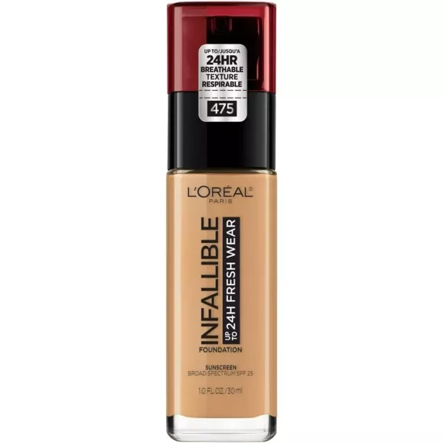 LOREAL Infallible 24hr Fresh Wear Foundation 475 Sunbeige 1.0 FL OZ.