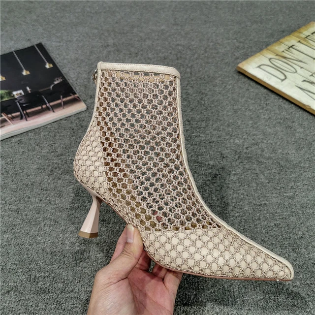 Mujer Botas Con Tacón Fino De Cuña Media Botines De Caña Baja Sexy Con Puntera