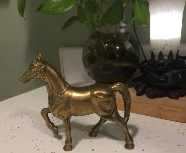 Bomel Collection Solid Heavy Brass Horse Figurine Made in Taiwan 5" tall