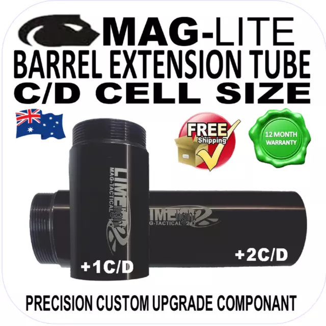 Maglite Upgrade Conversion C/D Barrel Extension Body Tube 2-6 Cell Flashlight