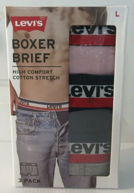 Levi's Boxer Brief High Comfort Cotton Stretch 3 Pair Pack Men's Underwear SizeL