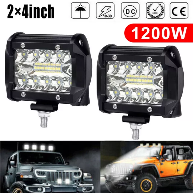 2x1200W LED Arbeitsscheinwerfer Offroad Scheinwerfer 12V 24V für Jeep SUV Bagger