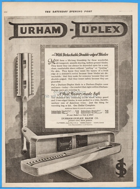1920 Durham Duplex Razor Co Jersey City New Jersey Shaving Bathroom Decor Ad