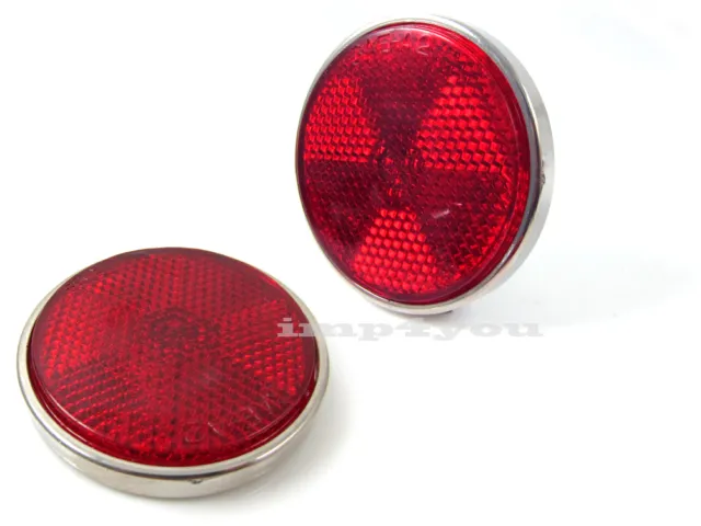 Pair Rear turn signal reflectors for 72-77 Suzuki GT380 GT550 GT750 59mm Red