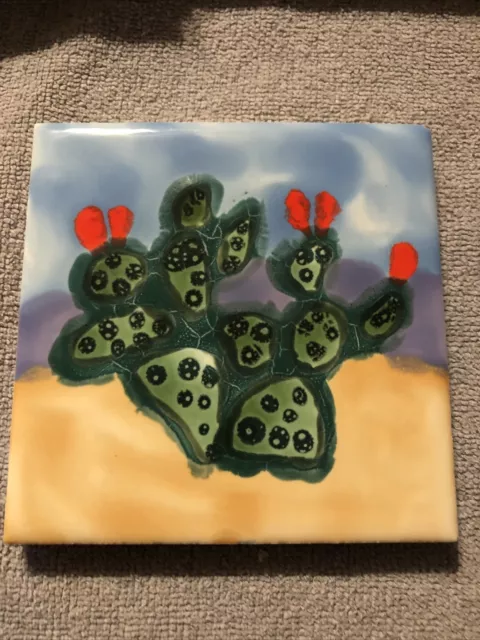 Desert Sun Flower Cactus Decorative Ceramic Wall Art Tile 4x4 New