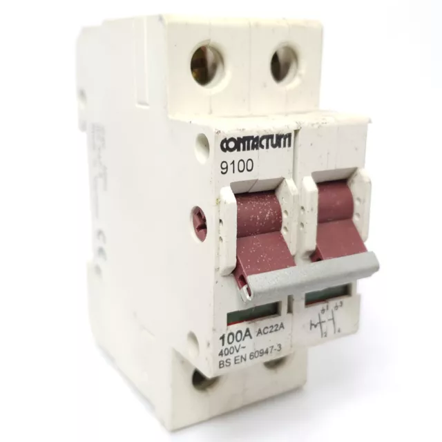 Contactum 100A Double Pole Mains Switch Disconnector 400V 9100