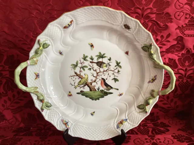 Herend Hungary Rothschild Bird Handled Chop Plate Round Serving Platter 14"