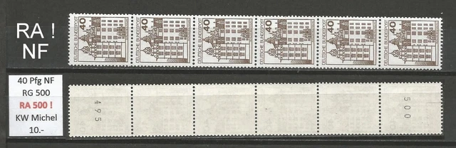 RM Burgen und Schlösser 40 Pfg Rollenanfang 500 Neue FL postfrisch