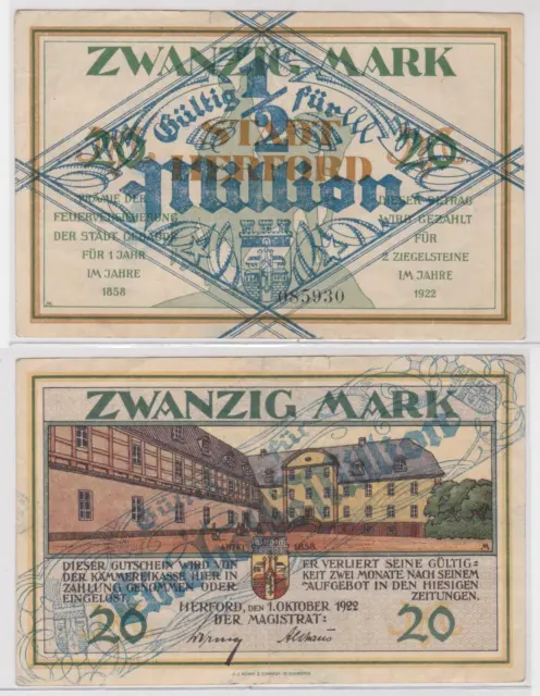 1/2 Million Mark Banknote Inflation Stadt Herford 1923 (137523)