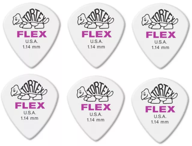 LOT DE 6 MEDIATORS DUNLOP TORTEX FLEX JAZZ 3 XL 1.14mm - 466R114