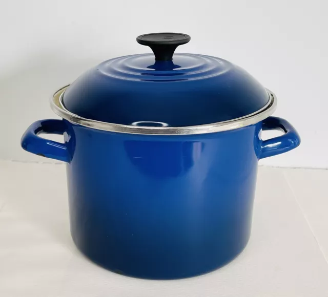 Le Creuset Enameled Steel Stock Pasta Pot Marseille Blue Ombre 6qt W/ Lid