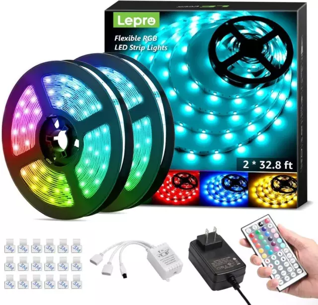 Lepro 65.6Ft LED Strip Lights, Ultra-Long RGB 5050 LED Strips with Remote Contro