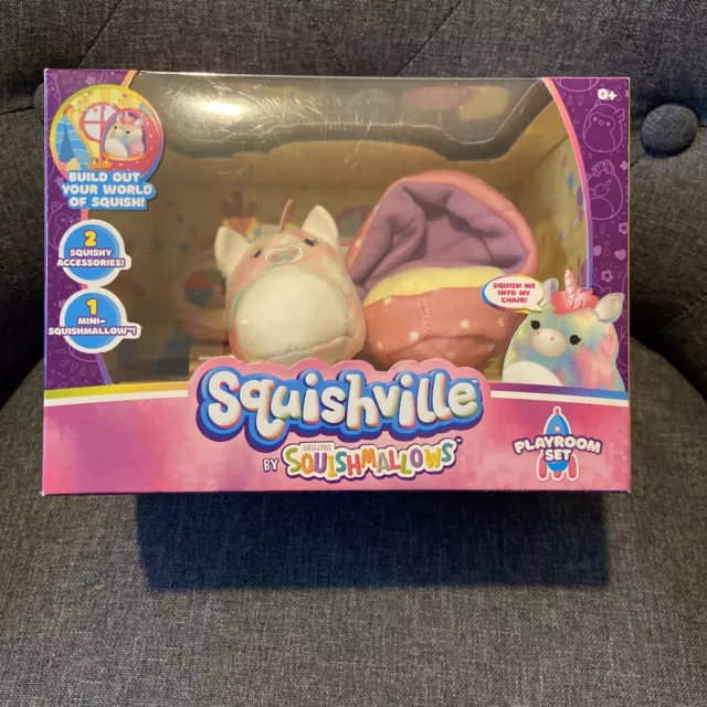 Squishville by Squishmallows Playroom Set Mini Squishmallow with 2 Accessories