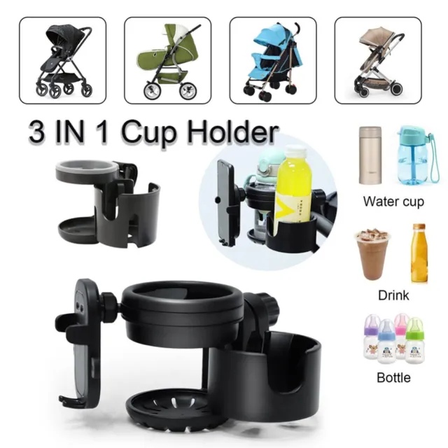 3 IN 1 Baby Buggy Stroller Cup Phone Holder Pushchair Pram Drink Bottle Rack AU