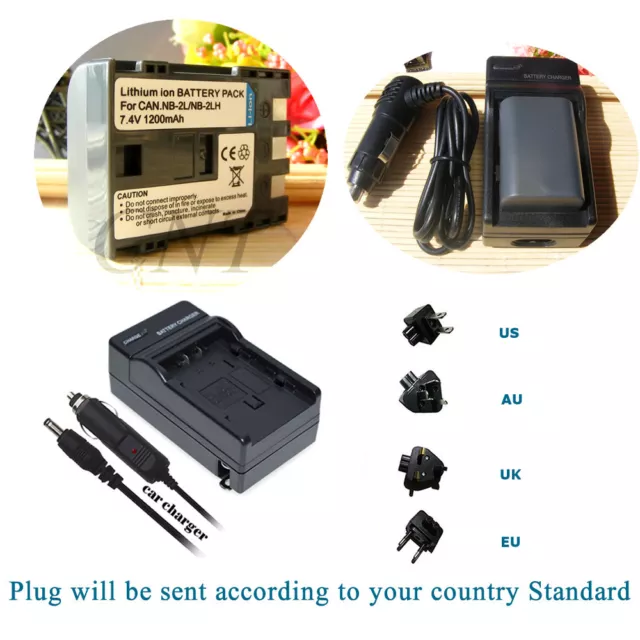 Battery +Charger for CANON EOS 350D 400D NB-2LH NB-2L PC1018 E160814 G9 G7