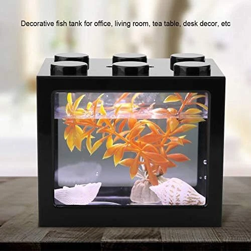 Aquarium Fish Tank Mini Aquarium with LED Light  Desktop Decor Lamp Fish Tank