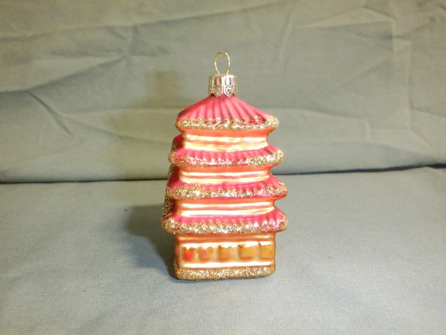 Ornaments - Made In Poland Small Pagoda Hand Blown Glass - Great Condition