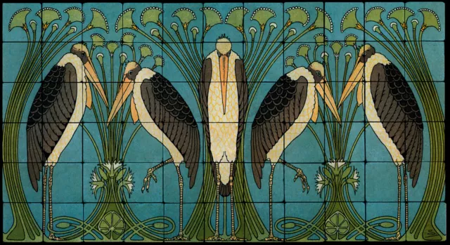 Art Nouveau Marabou Stone Marble Tile Mural Backsplash 44x24 William Morris