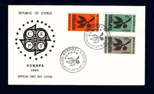 CYPRUS - CIPRO - 1965 - Europa - Ramo con tre foglie e lettere CEPT - (E)