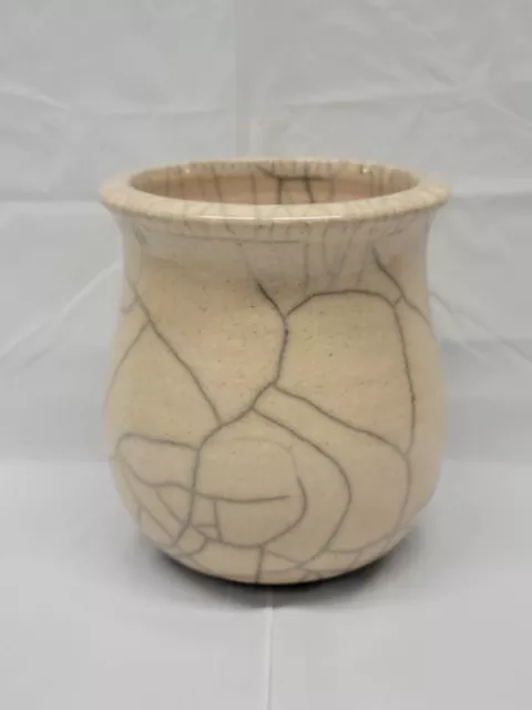 Kerry Gonzalez raku pottery VASE  5.5 INCH  / crackle glaze raku pottery # 4589