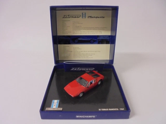 Miniature De Tomaso Mangusta 1969 Bleu Métal – MINICHAMPS 1/43 Neuve