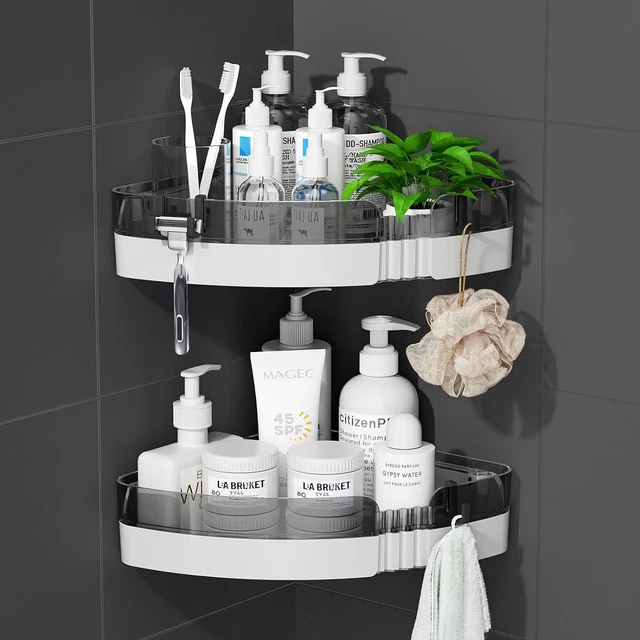 2-Pack Corner Shower Caddy Shelves - Bathroom Storage Organizers for Sham